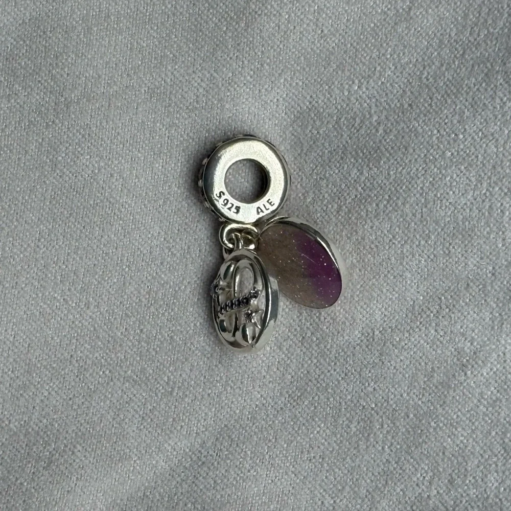 Glittering Infinity Hearts and Stars Dangle Pandora Charm - Picture 4 of 6